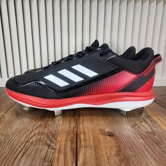 Adidas Icon 7 S23858 Mens Size 12.5 Black Red Metal Baseball Cleats Sneakers NEW - Picture 3 of 10
